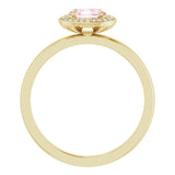14K Gold Oval Natural Morganite & Natural Diamond Halo-Style Ring - Yellow Gold - view 2