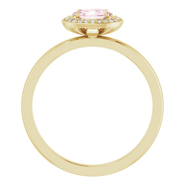 14K Gold Oval Natural Morganite & Natural Diamond Halo-Style Ring - Yellow Gold - view 2