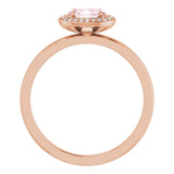 14K Gold Oval Natural Morganite & Natural Diamond Halo-Style Ring - Rose Gold - view 2