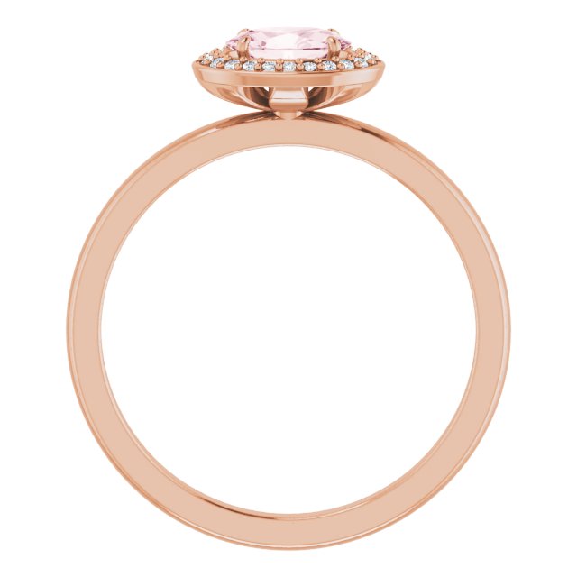 14K Gold Oval Natural Morganite & Natural Diamond Halo-Style Ring - Rose Gold - view 2