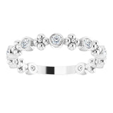 Platinum Round Natural Diamond Beaded Ring II - view 8