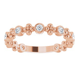 14K Gold Round Natural Diamond Beaded Ring II - Rose Gold - view 8