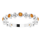 Platinum Round Natural Citrine Beaded Ring – 2mm Stones - view 8