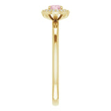 14K Gold Oval Natural Morganite & Natural Diamond Halo-Style Ring - Yellow Gold - view 4