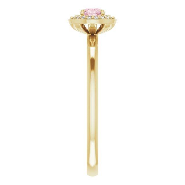 14K Gold Oval Natural Morganite & Natural Diamond Halo-Style Ring - Yellow Gold - view 4