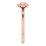 14K Gold Oval Natural Morganite & Natural Diamond Halo-Style Ring - Rose Gold - view 4