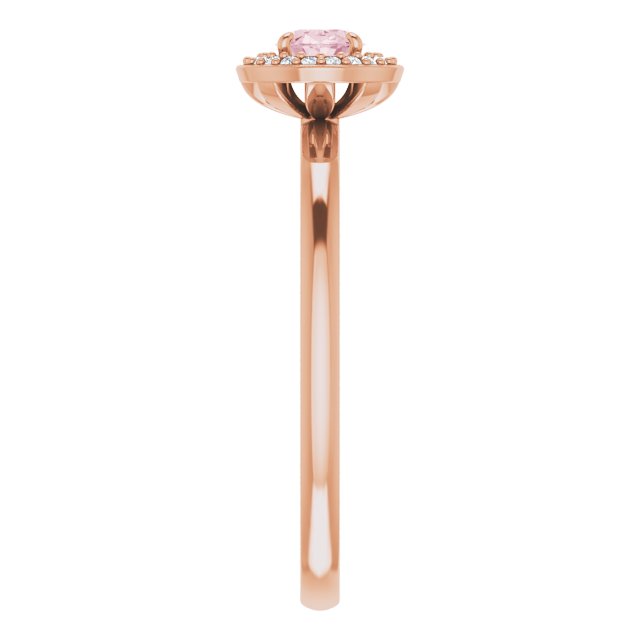 14K Gold Oval Natural Morganite & Natural Diamond Halo-Style Ring - Rose Gold - view 4