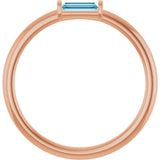 14K Gold Natural Swiss Blue Topaz Birthstone Stackable Ring – 4x2 mm Straight Baguette - Rose Gold - view 17