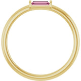 14K Gold Natural Pink Tourmaline Birthstone Stackable Ring – 4x2 mm Straight Baguette - Yellow Gold - view 17