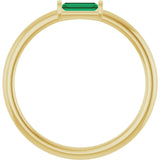 14K Gold Lab-Grown Emerald Birthstone Stackable Ring – 4x2 mm Straight Baguette - Yellow Gold - view 17