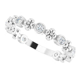 14K Gold Round Natural Diamond Beaded Ring II - White Gold - view 10