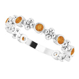 14K Gold Round Natural Citrine Beaded Ring – 2mm Stones - White Gold - view 10