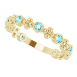 14K Gold Round Natural Blue Zircon Beaded Ring – 2mm Stones - Yellow Gold - view 10