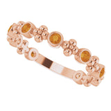 14K Gold Round Natural Citrine Beaded Ring – 2mm Stones - Rose Gold - view 10