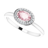 14K Gold Oval Natural Morganite & Natural Diamond Halo-Style Ring - White Gold - view 5