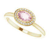 14K Gold Oval Natural Morganite & Natural Diamond Halo-Style Ring - Yellow Gold - view 5