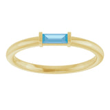 14K Gold Natural Swiss Blue Topaz Birthstone Stackable Ring – 4x2 mm Straight Baguette - Yellow Gold - view 18