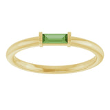 14K Gold Natural Green Tourmaline Birthstone Stackable Ring – 4x2 mm Straight Baguette - Yellow Gold - view 18