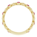 14K Gold Round Lab-Grown Ruby Beaded Ring – 2mm Stones - Yellow Gold - view 7