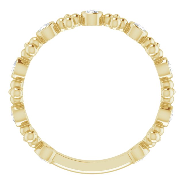 14K Gold Round Natural Diamond Beaded Ring II - Yellow Gold - view 7