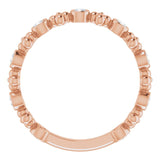 14K Gold Round Natural Diamond Beaded Ring II - Rose Gold - view 7