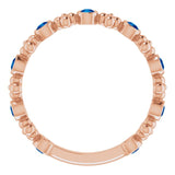 14K Gold Round Lab-Grown Blue Sapphire Beaded Ring – 2mm Stones - Rose Gold - view 7