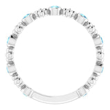 Platinum Round Natural Aquamarine Beaded Ring – 2mm Stones - view 7