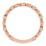 14K Gold Round Natural Aquamarine Beaded Ring – 2mm Stones - Rose Gold - view 7