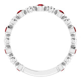Platinum Round Natural Mozambique Garnet Beaded Ring – 2mm Stones - view 7