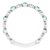 Platinum Round Lab-Grown Emerald Beaded Ring – 2mm Stones - view 7