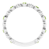 14K Gold Round Natural Peridot Beaded Ring – 2mm Stones - White Gold - view 7