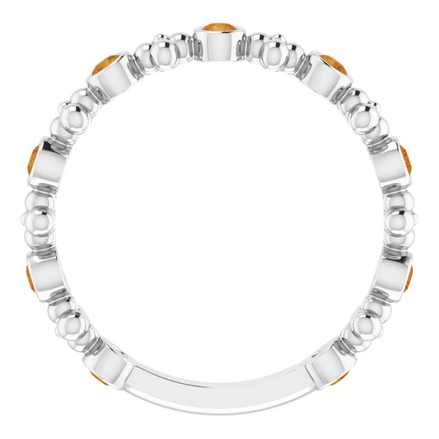14K Gold Round Natural Citrine Beaded Ring – 2mm Stones - White Gold - view 7