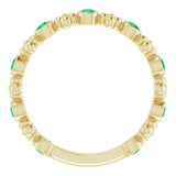 14K Gold Round Lab-Grown Emerald Beaded Ring – 2mm Stones - Yellow Gold - view 7