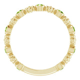 14K Gold Round Natural Peridot Beaded Ring – 2mm Stones - Yellow Gold - view 7