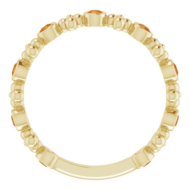 14K Gold Round Natural Citrine Beaded Ring – 2mm Stones - Yellow Gold - view 7