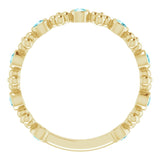 14K Gold Round Natural Blue Zircon Beaded Ring – 2mm Stones - Yellow Gold - view 7