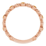 14K Gold Round Natural Citrine Beaded Ring – 2mm Stones - Rose Gold - view 7