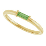 14K Gold Natural Green Tourmaline Birthstone Stackable Ring – 4x2 mm Straight Baguette - Yellow Gold - view 20