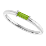14K Gold Natural Peridot Birthstone Stackable Ring – 4x2 mm Straight Baguette - White Gold - view 20