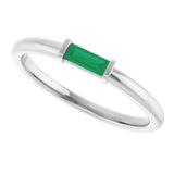 14K Gold Lab-Grown Emerald Birthstone Stackable Ring – 4x2 mm Straight Baguette - White Gold - view 20
