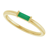 14K Gold Lab-Grown Emerald Birthstone Stackable Ring – 4x2 mm Straight Baguette - Yellow Gold - view 20