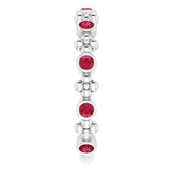 Platinum Round Natural Ruby Beaded Ring – 2mm Stones - view 9