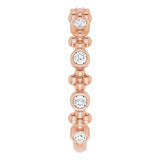 14K Gold Round Natural Diamond Beaded Ring II - Rose Gold - view 9