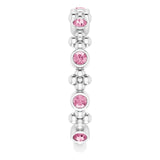 Platinum Round Natural Pink Tourmaline Beaded Ring – 2mm Stones - view 9
