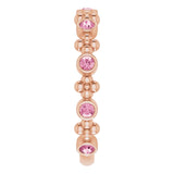 14K Gold Round Natural Pink Tourmaline Beaded Ring – 2mm Stones - Rose Gold - view 9