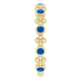 14K Gold Round Lab-Grown Blue Sapphire Beaded Ring – 2mm Stones - Yellow Gold - view 9