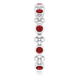 14K Gold Round Natural Mozambique Garnet Beaded Ring – 2mm Stones - White Gold - view 9