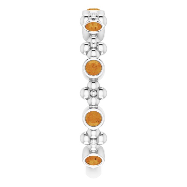 Platinum Round Natural Citrine Beaded Ring – 2mm Stones - view 9