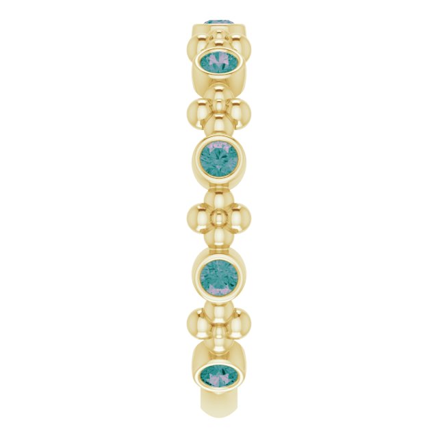 14K Gold Round Lab-Grown Alexandrite Beaded Ring – 2mm Stones - Yellow Gold - view 9