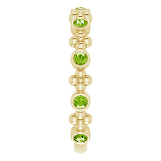 14K Gold Round Natural Peridot Beaded Ring – 2mm Stones - Yellow Gold - view 9